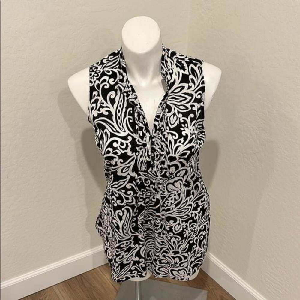 Charter Club Black and White Patterned Top Size 12